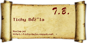 Tichy Béla névjegykártya